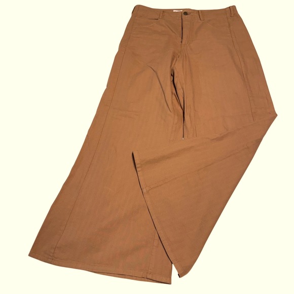 Pilcro Pants - Pilcro Anthropologie Camel Brown Herringbone Wide Leg Pants High Rise Size 30